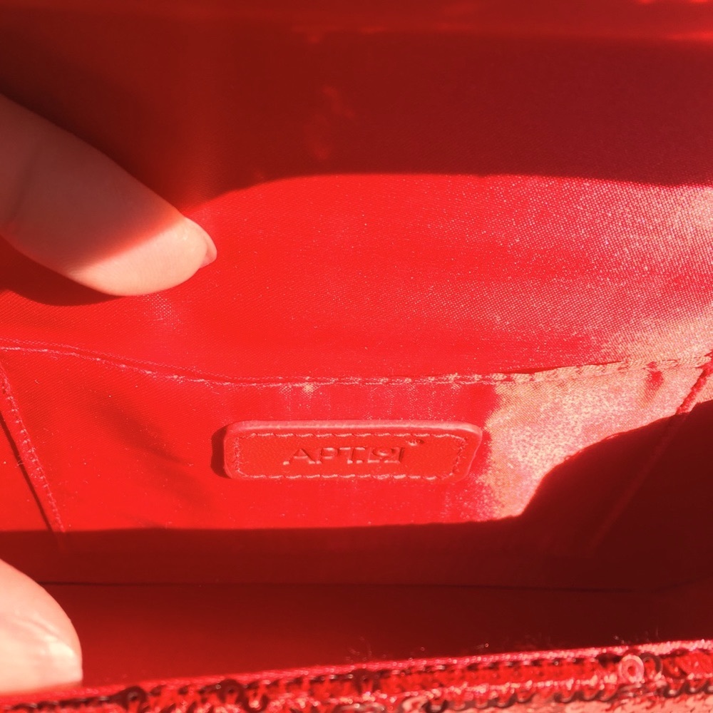Vintage Red Sequin Mini Bag Silver Chain Purse - Picture 9 of 13